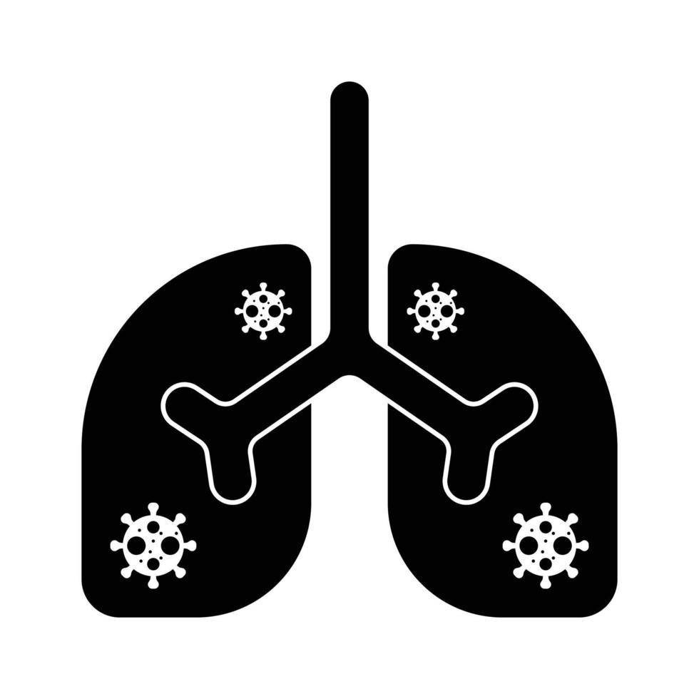 icono de covid 19 de pulmones infectados vector