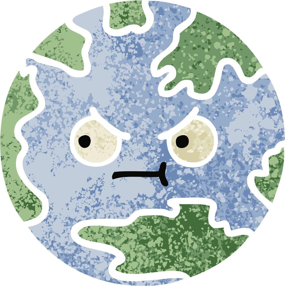 retro illustration style cartoon planet earth vector