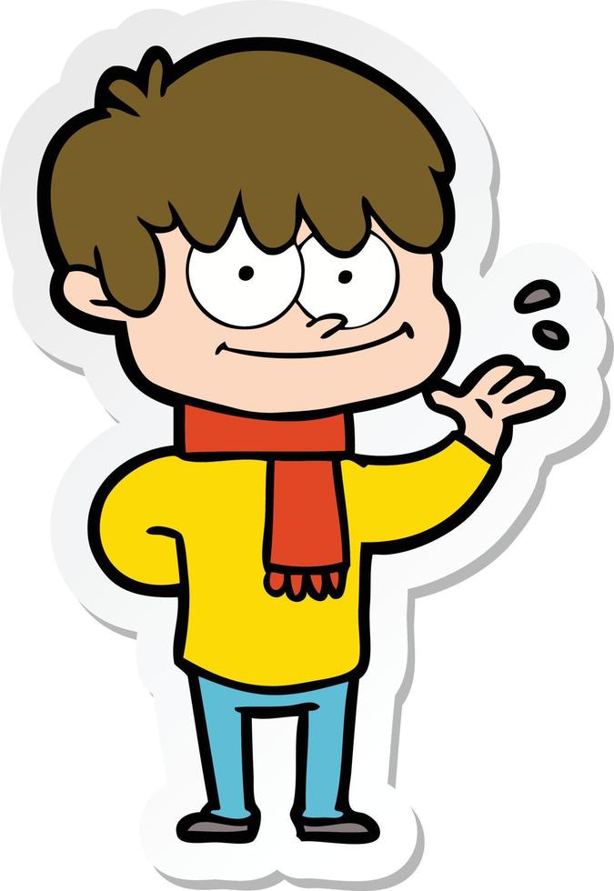 sticker of a happy cartoon man vector