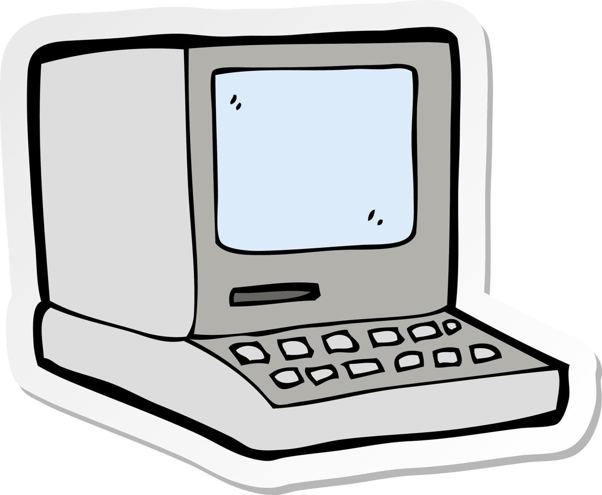 sticker of a cartoon old computer vector