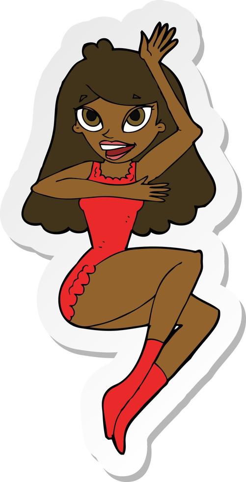 sticker of a cartoon woman in lingerie vector