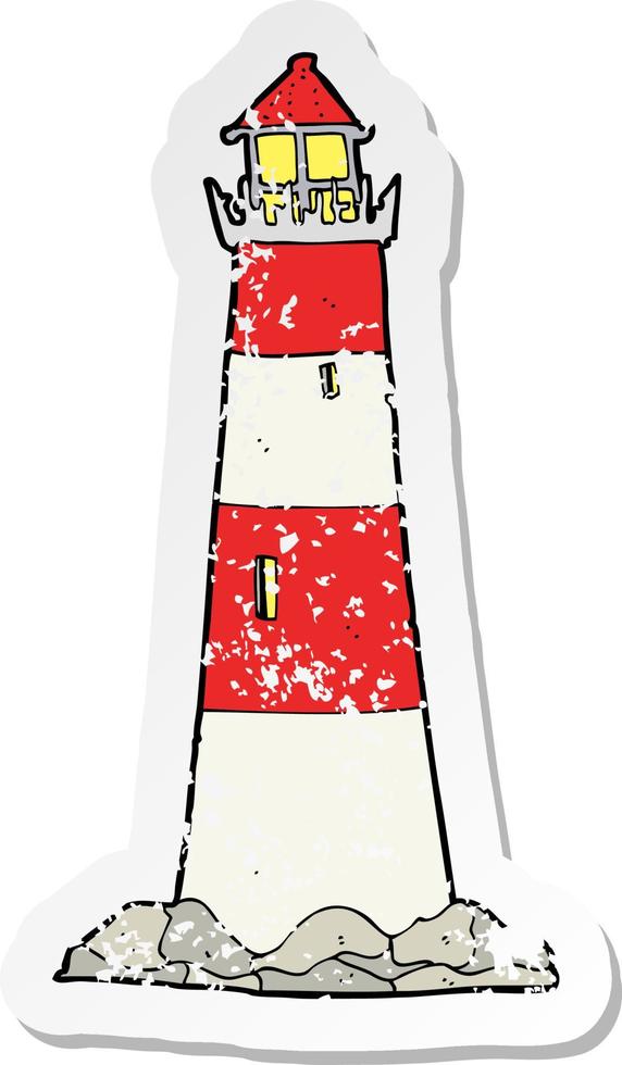 retro distressed sticker of a cartoon light house vector