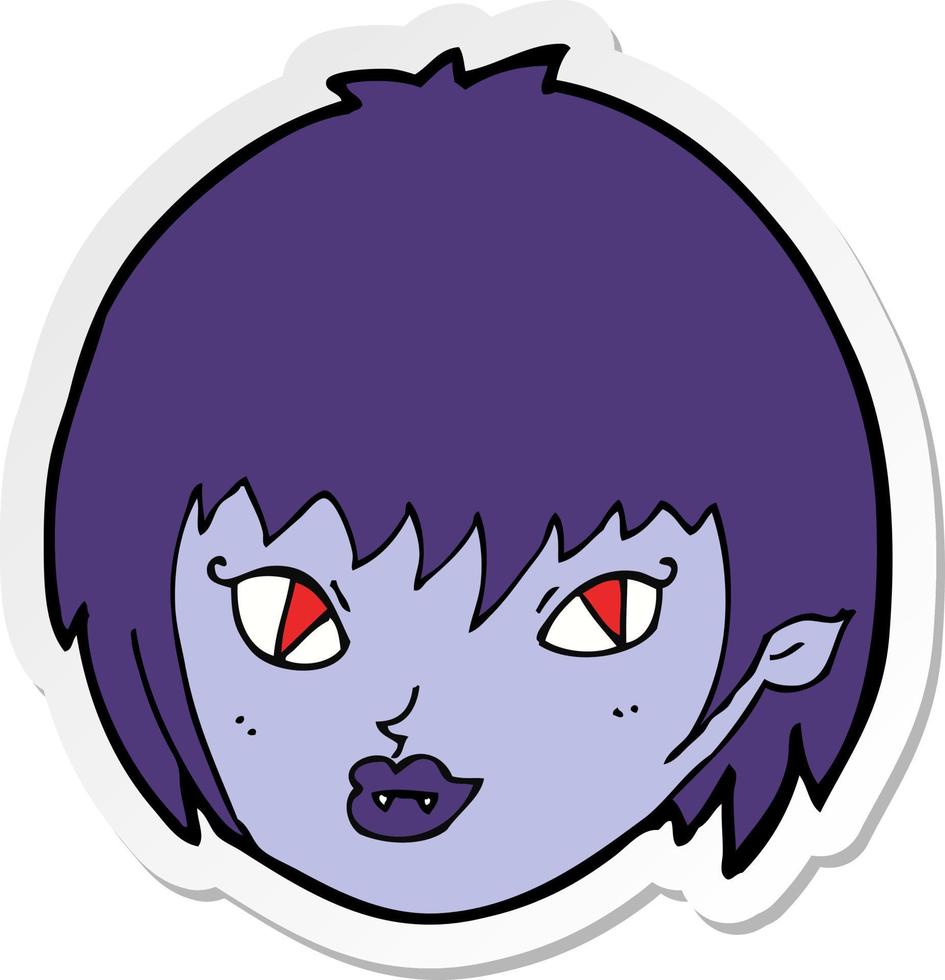 sticker of a cartoon vampire girl face vector