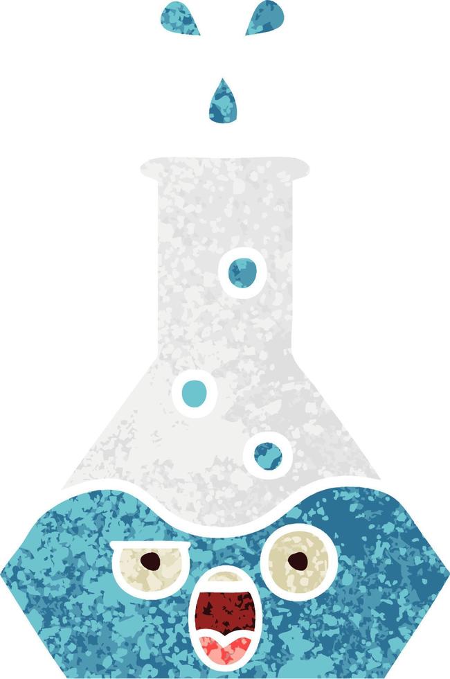 retro illustration style cartoon science beaker vector