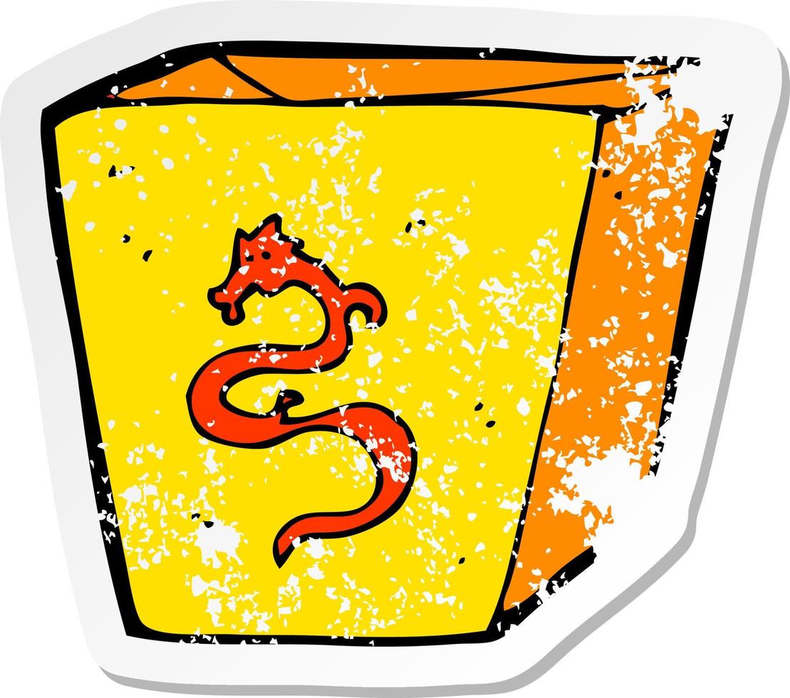 retro distressed sticker of a cartoon noodle box vector