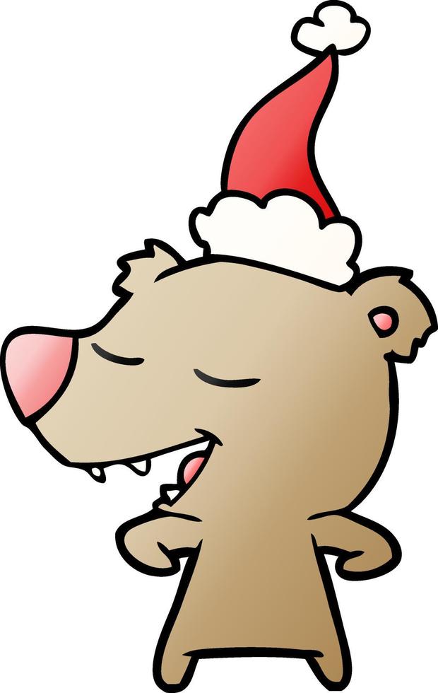 gradient cartoon of a bear wearing santa hat 11289741 Vector Art at