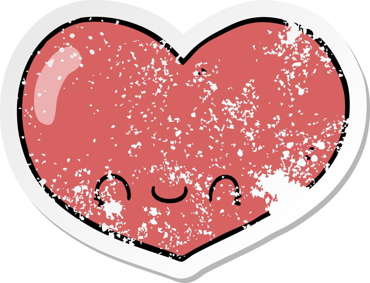 distressed sticker of a cartoon love heart character vector