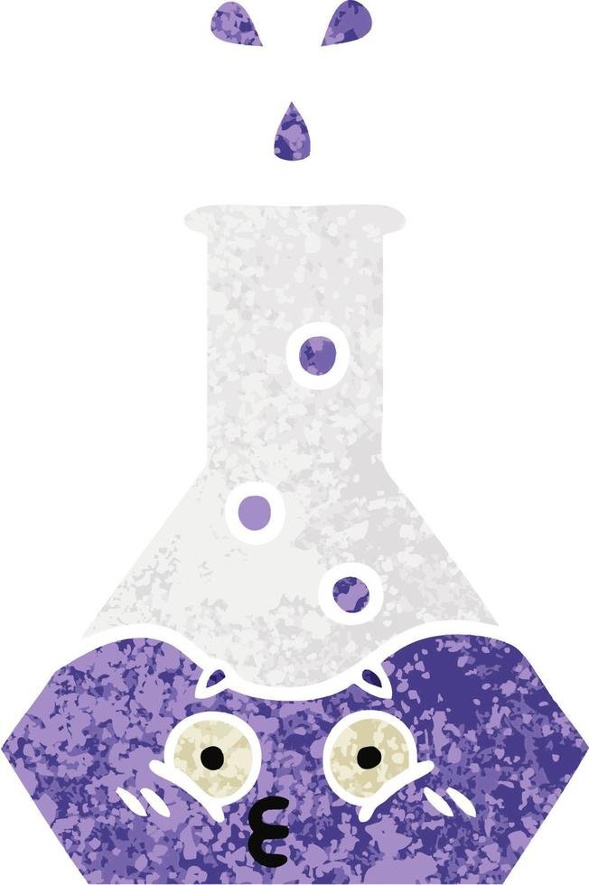 retro illustration style cartoon science beaker vector