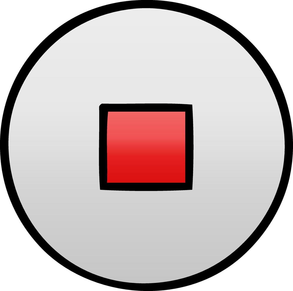 gradient shaded cartoon stop button vector