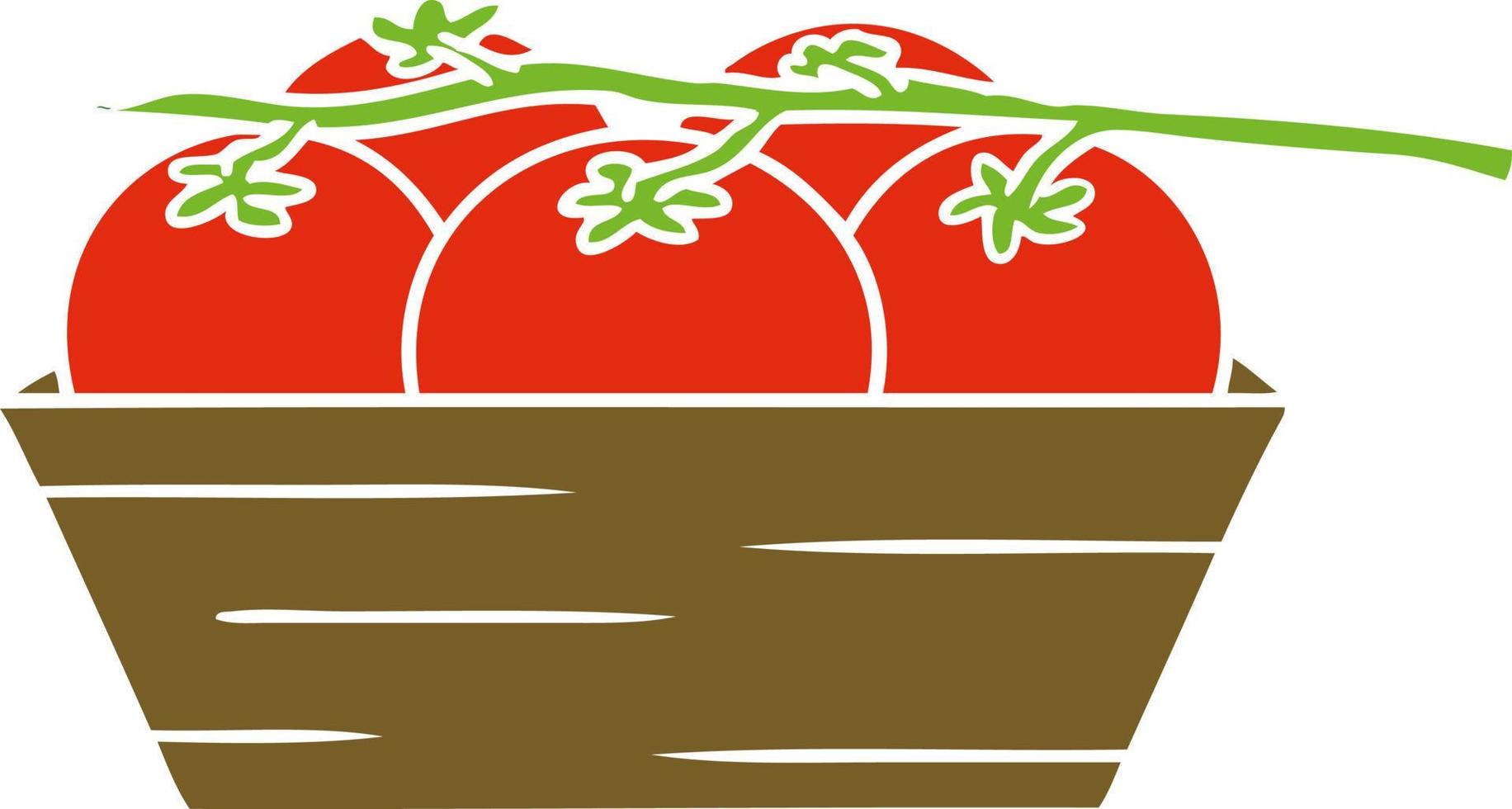 caricatura, garabato, de, un, caja, de, tomates vector