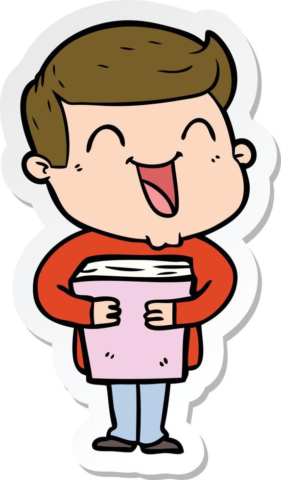 sticker of a cartoon man laughing vector