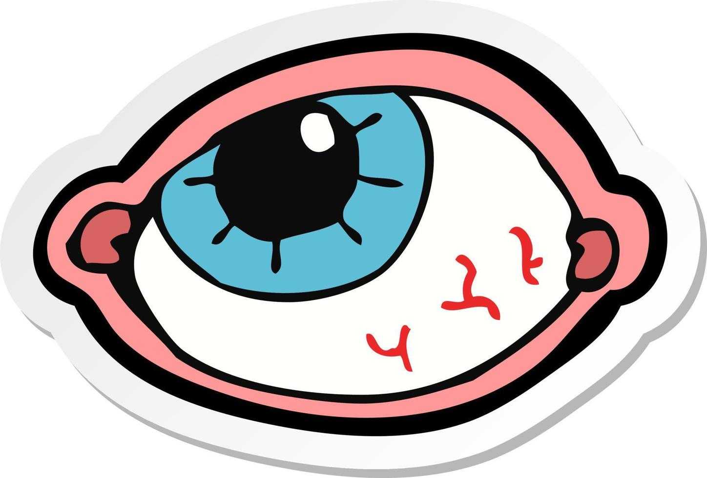 pegatina de un ojo espeluznante de dibujos animados vector