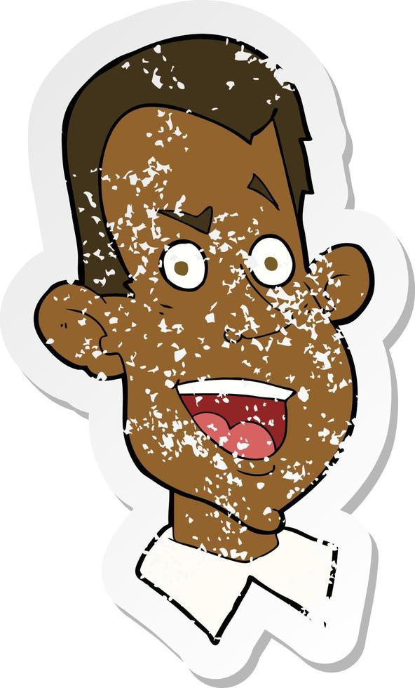 retro distressed sticker of a cartoon male face vector