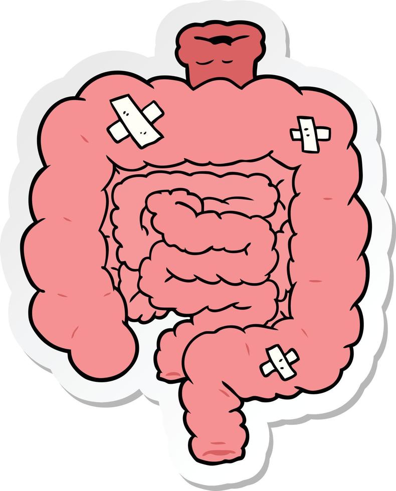sticker of a cartoon repaired intestines vector