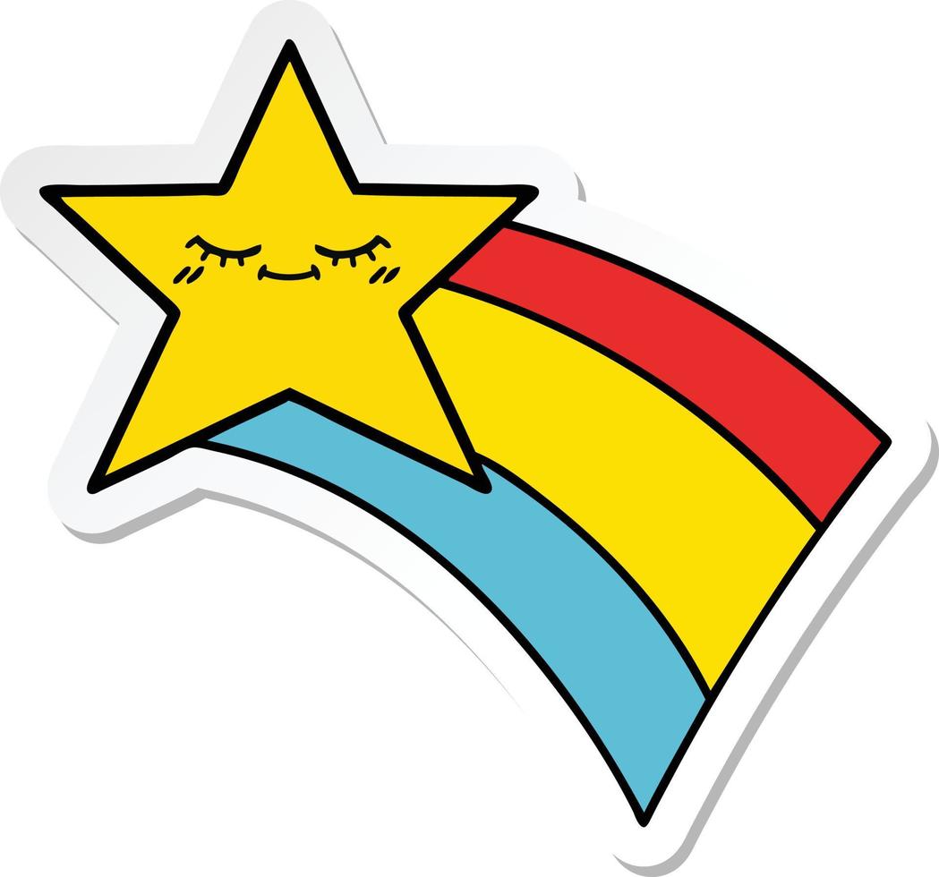 sticker of a cute cartoon shooting rainbow star vector