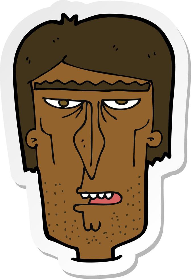 sticker of a cartoon angry face vector