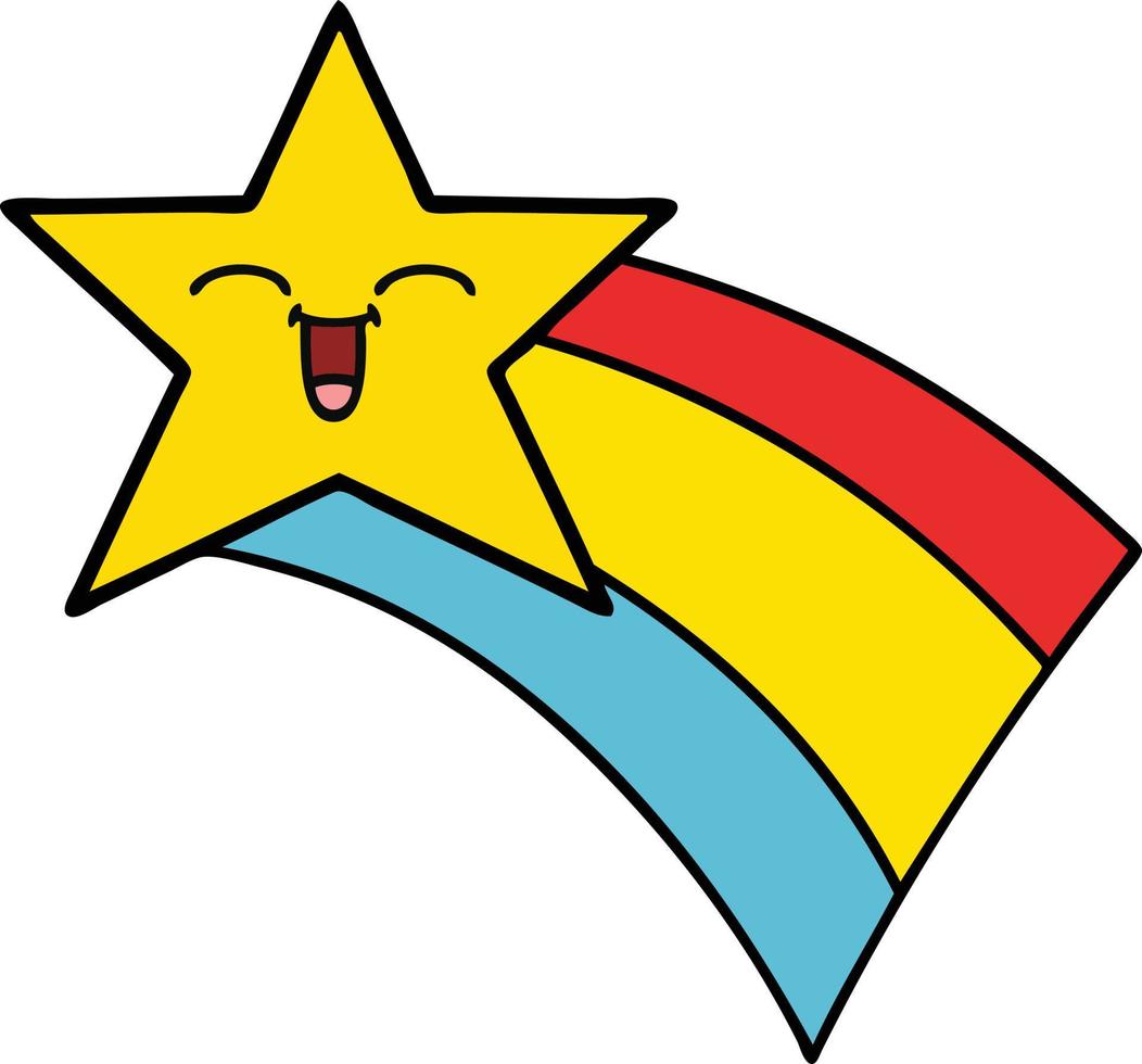 cute cartoon shooting rainbow star vector