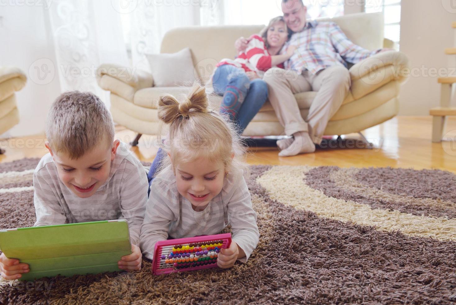 happy young family at home photo