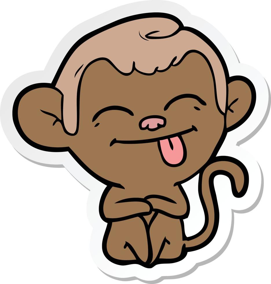 pegatina de un mono divertido de dibujos animados vector