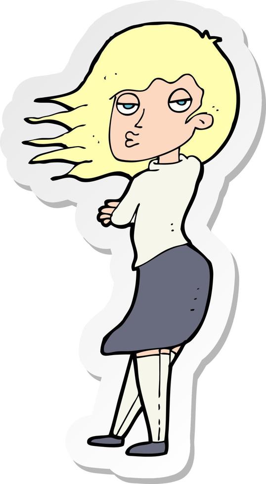 sticker of a cartoon woman making photo face vector