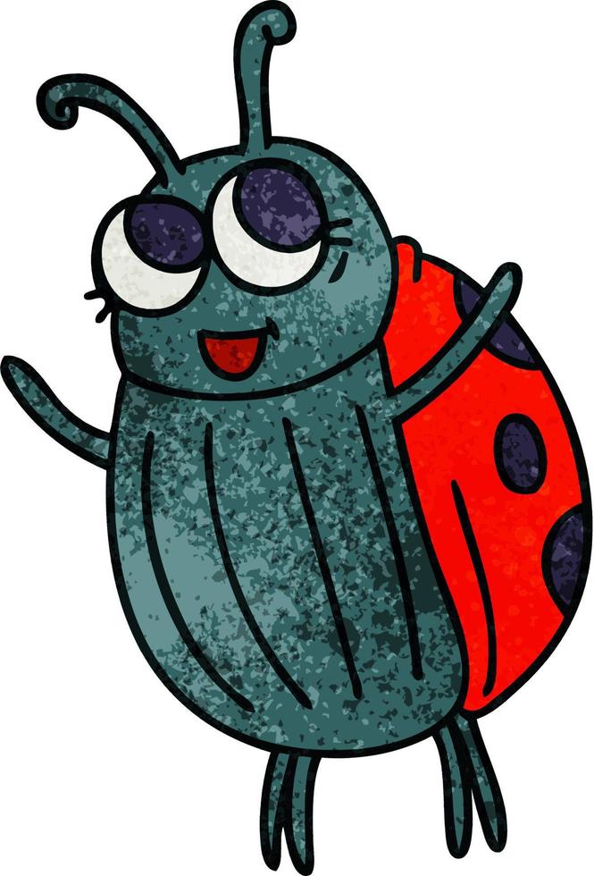 quirky hand drawn cartoon ladybird vector