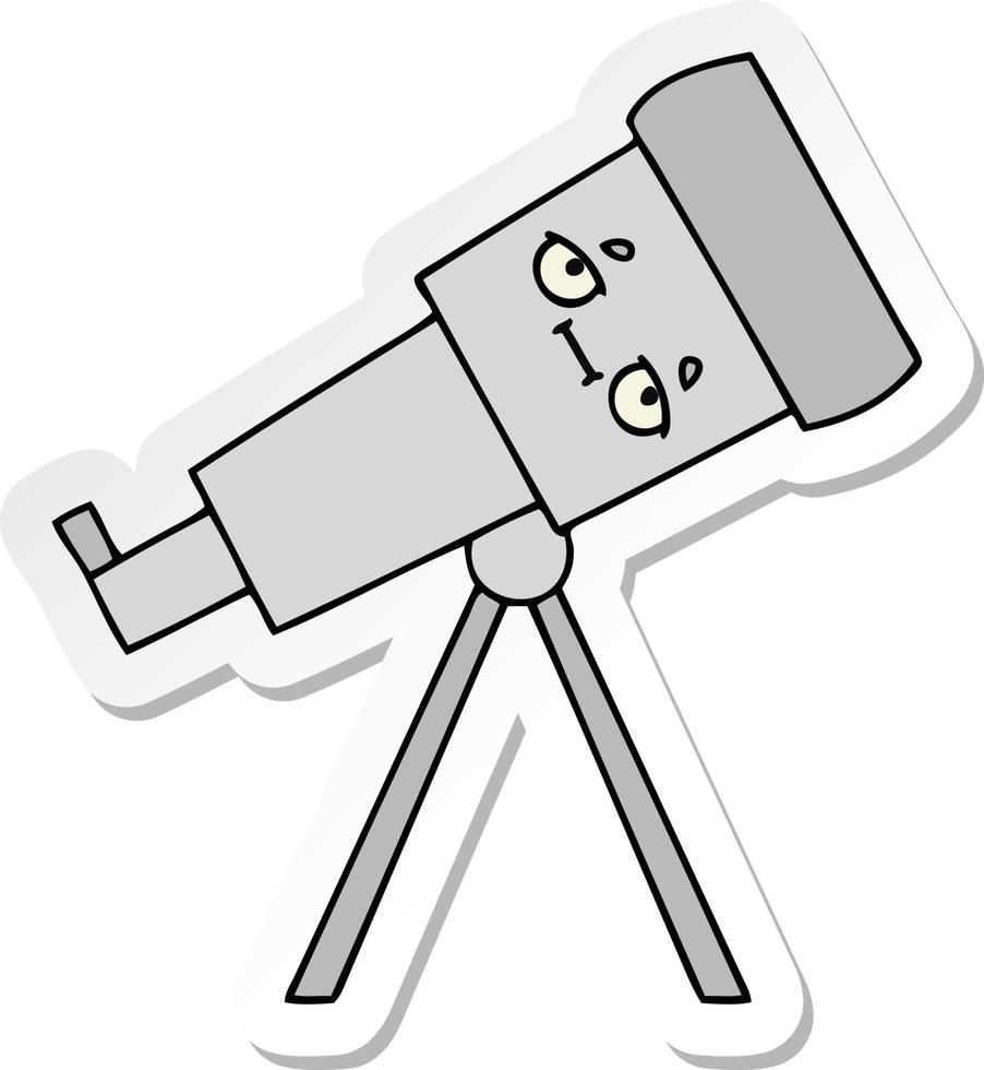 sticker of a cute cartoon telescope vector