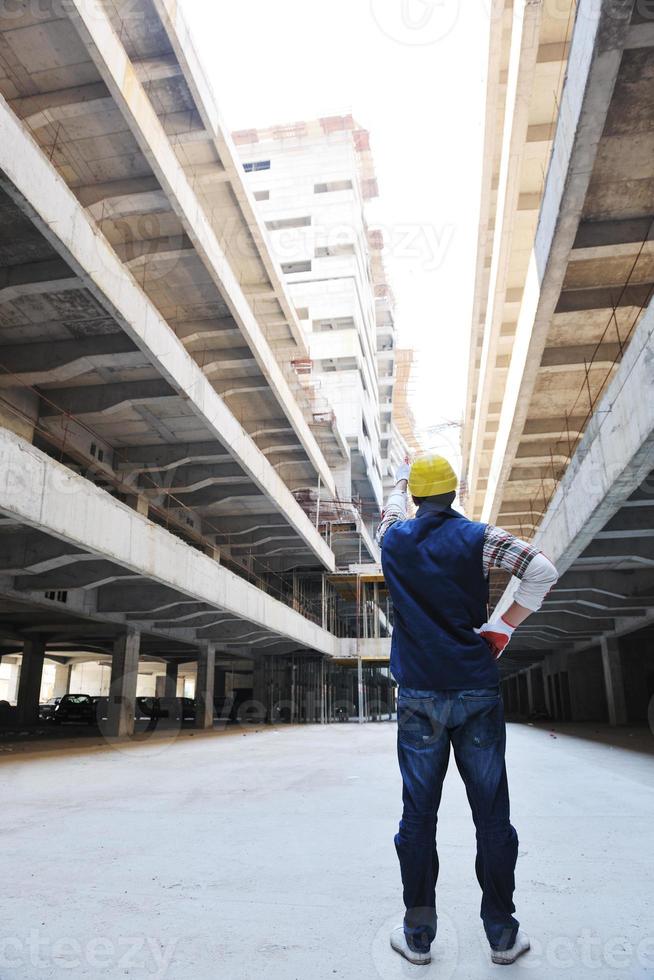 hard worker on construction site photo