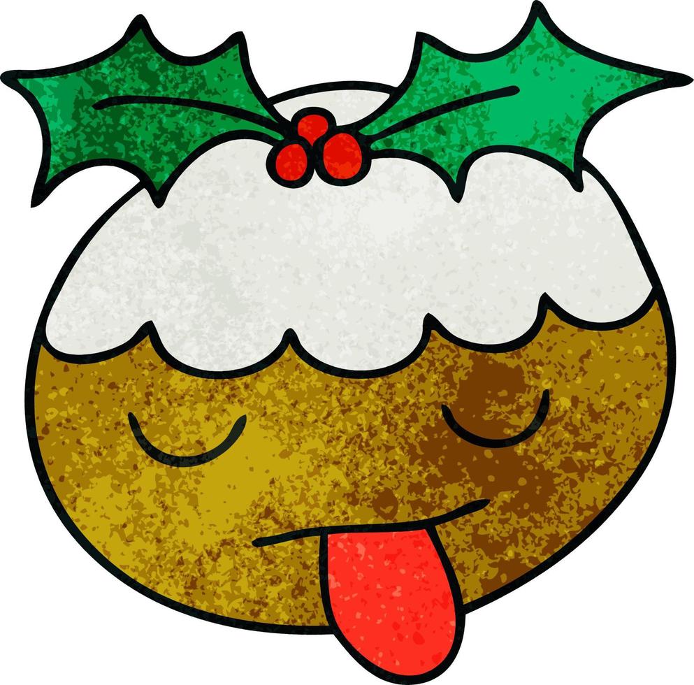 quirky hand drawn cartoon christmas pudding vector