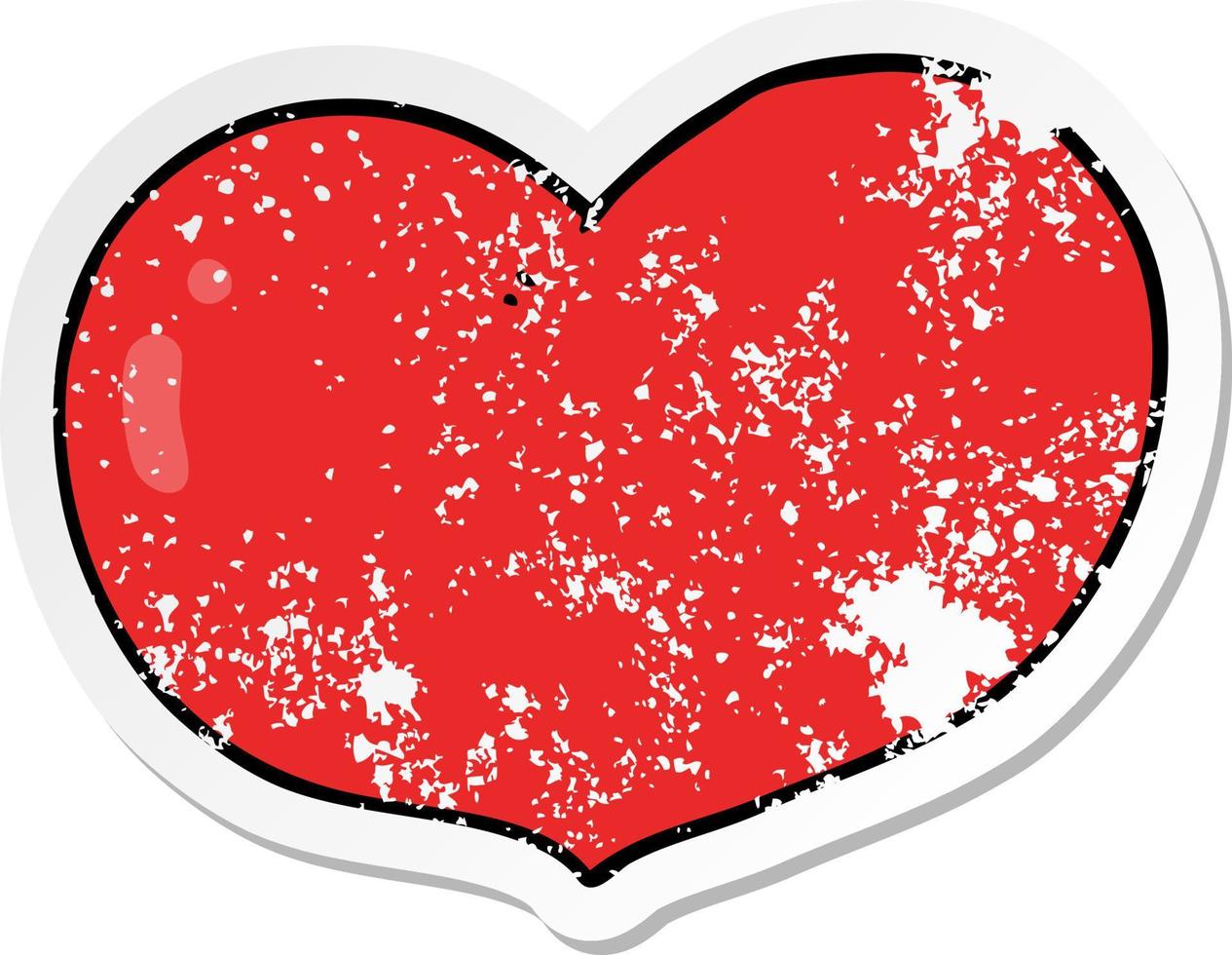distressed sticker of a cartoon love heart vector