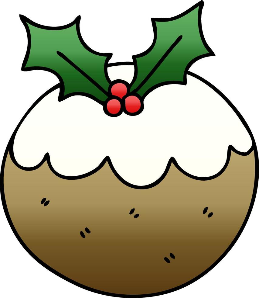 quirky gradient shaded cartoon christmas pudding vector