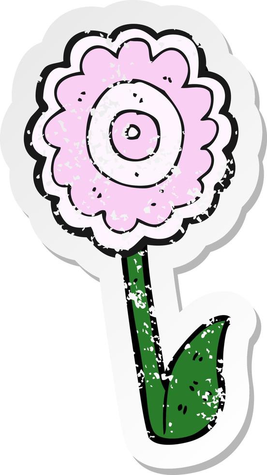 retro distressed sticker of a cartoon flower vector
