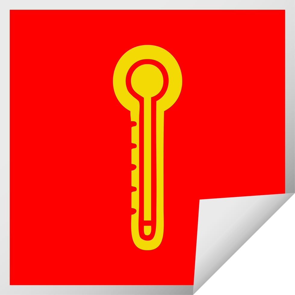 square peeling sticker cartoon glass thermometer vector