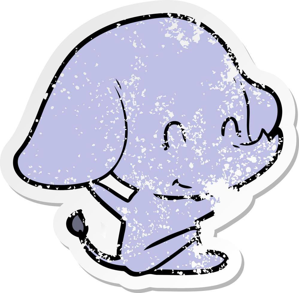 distressed sticker of a cute cartoon elephant vector
