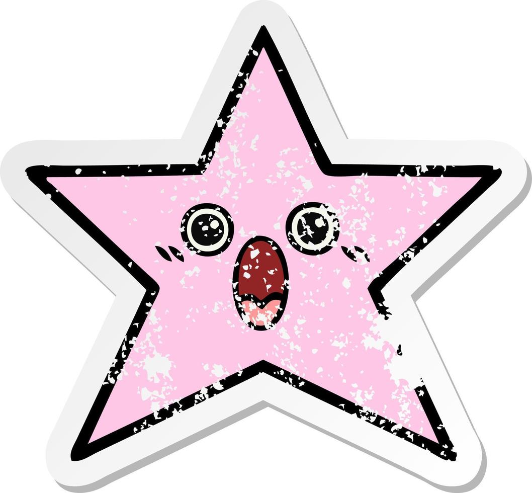 distressed sticker of a cute cartoon star fish vector