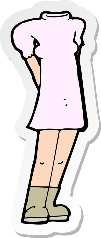 sticker of a cartoon female body vector