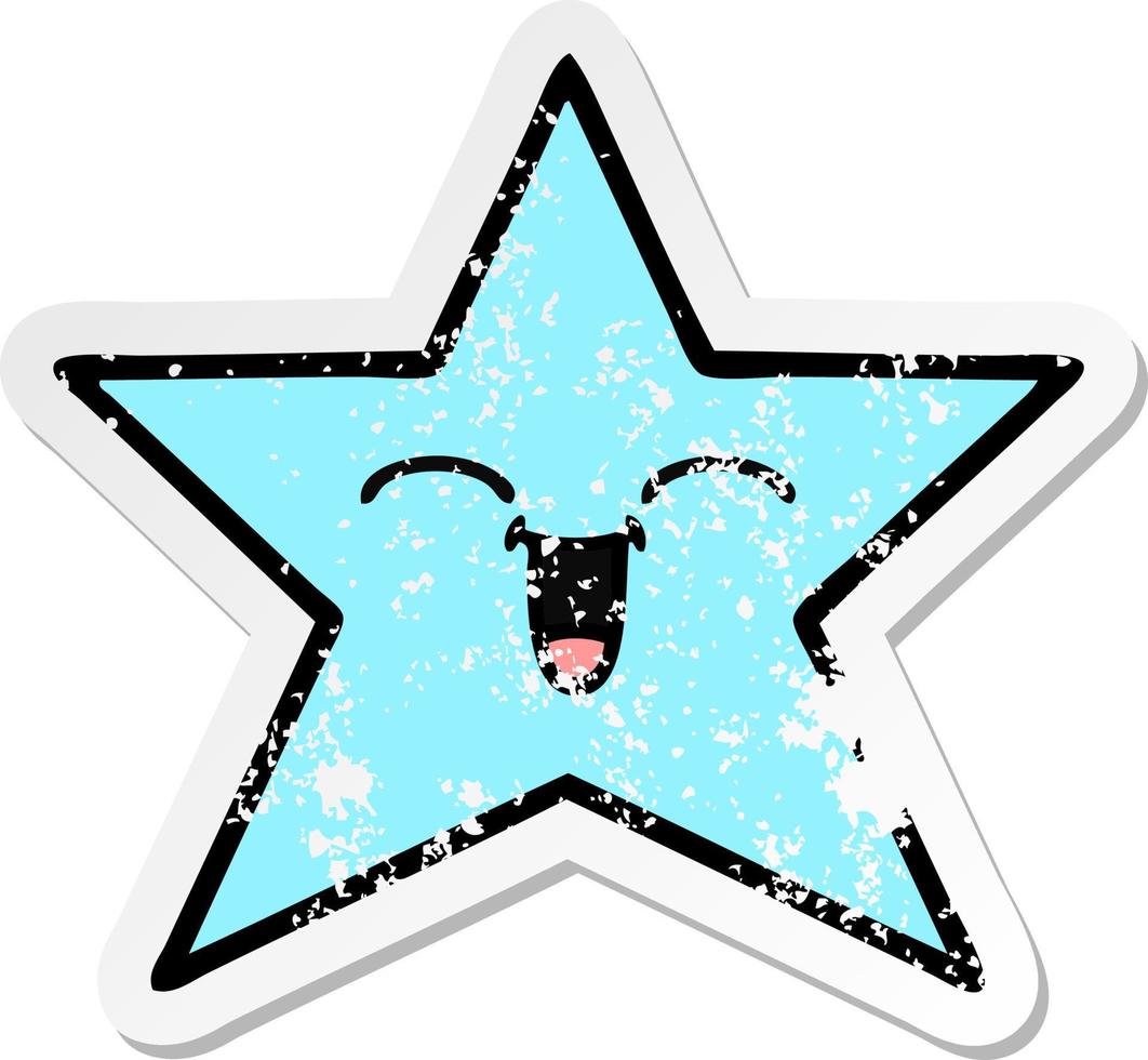 distressed sticker of a cute cartoon star fish vector