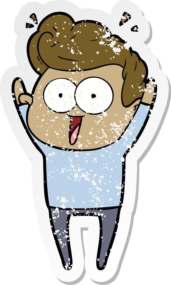distressed sticker of a cartoon man vector