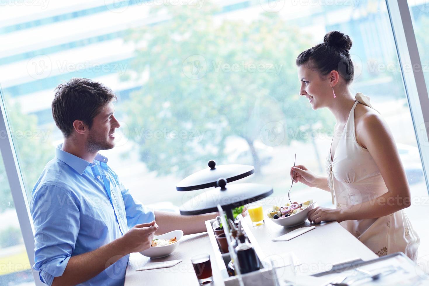 young couple at luch photo