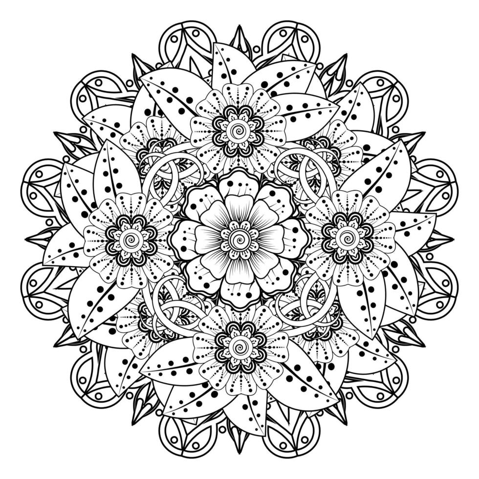 patrón circular en forma de mandala para henna, mehndi, tatuaje, decoración. adorno decorativo en estilo étnico oriental. página de libro para colorear. vector