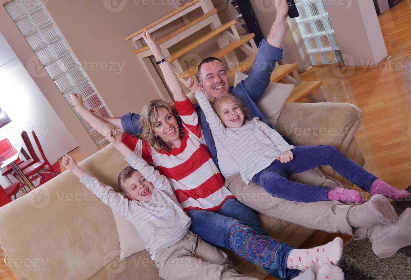 happy young family at home photo
