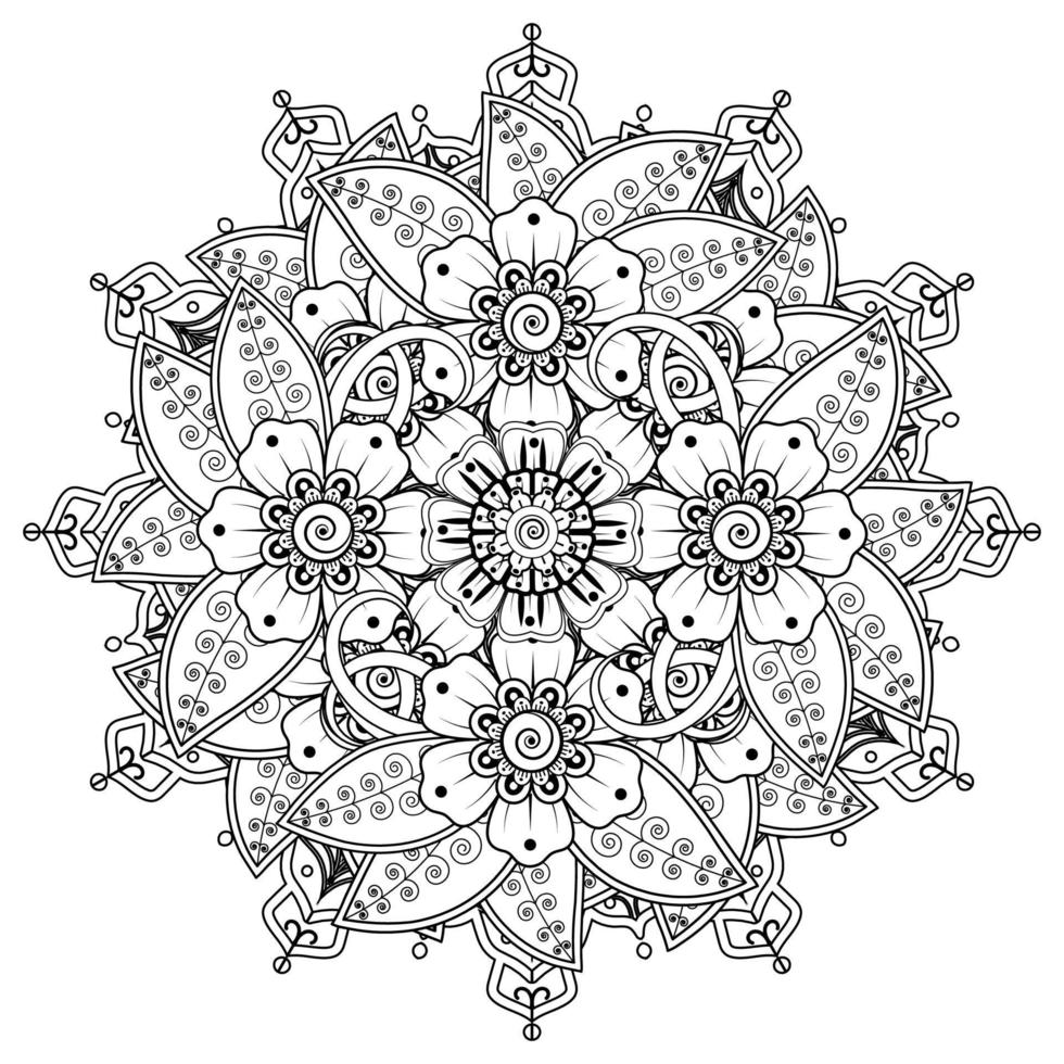 patrón circular en forma de mandala para henna, mehndi, tatuaje, decoración. adorno decorativo en estilo étnico oriental. página de libro para colorear. vector