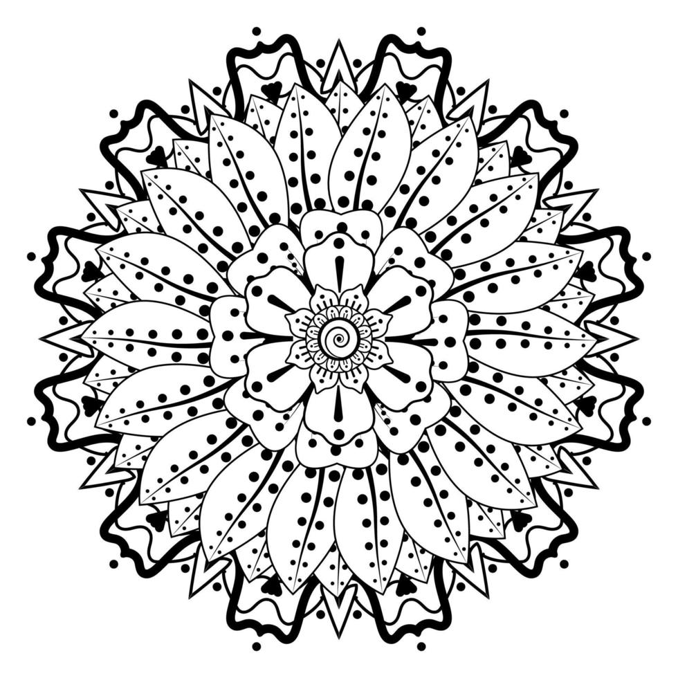 patrón circular en forma de mandala para henna, mehndi, tatuaje, decoración. adorno decorativo en estilo étnico oriental. página de libro para colorear. vector