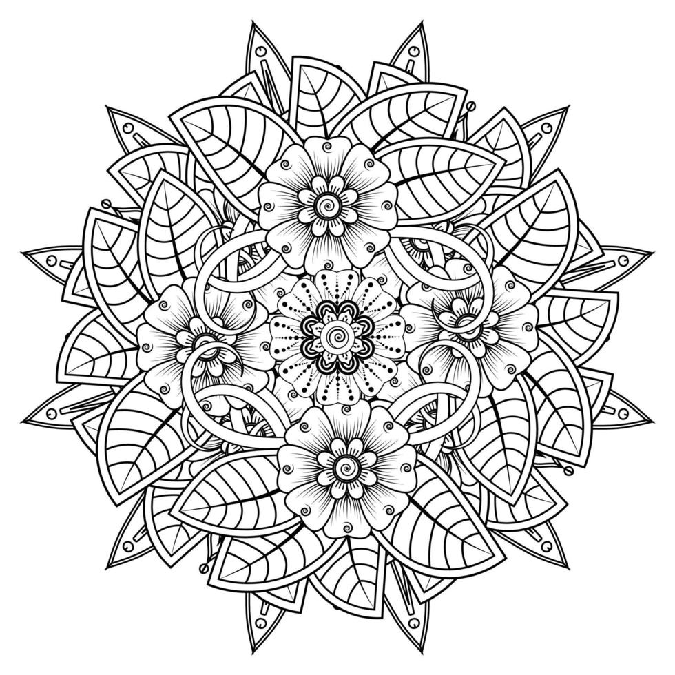 Circular pattern in form of mandala for Henna, Mehndi, tattoo, decoration. Decorative ornament in ethnic oriental style. Coloring book page. vector