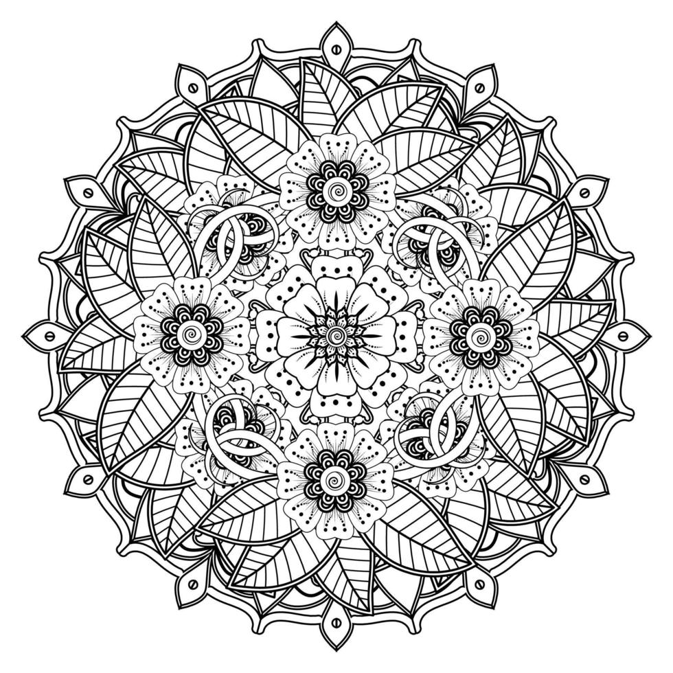 patrón circular en forma de mandala para henna, mehndi, tatuaje, decoración. adorno decorativo en estilo étnico oriental. página de libro para colorear. vector