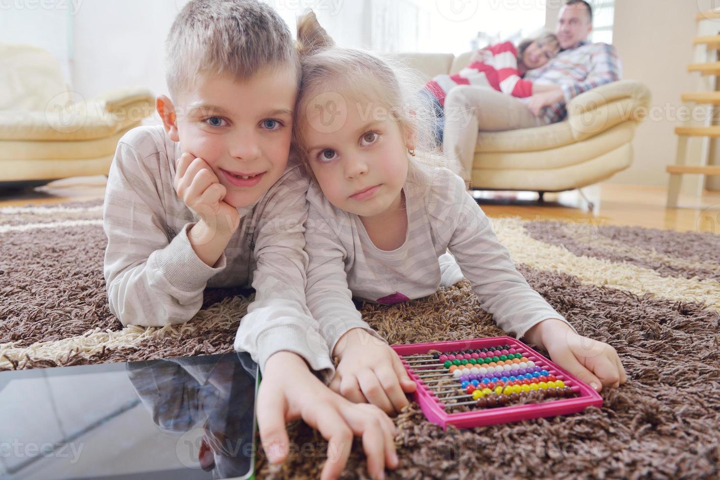 happy young family at home photo