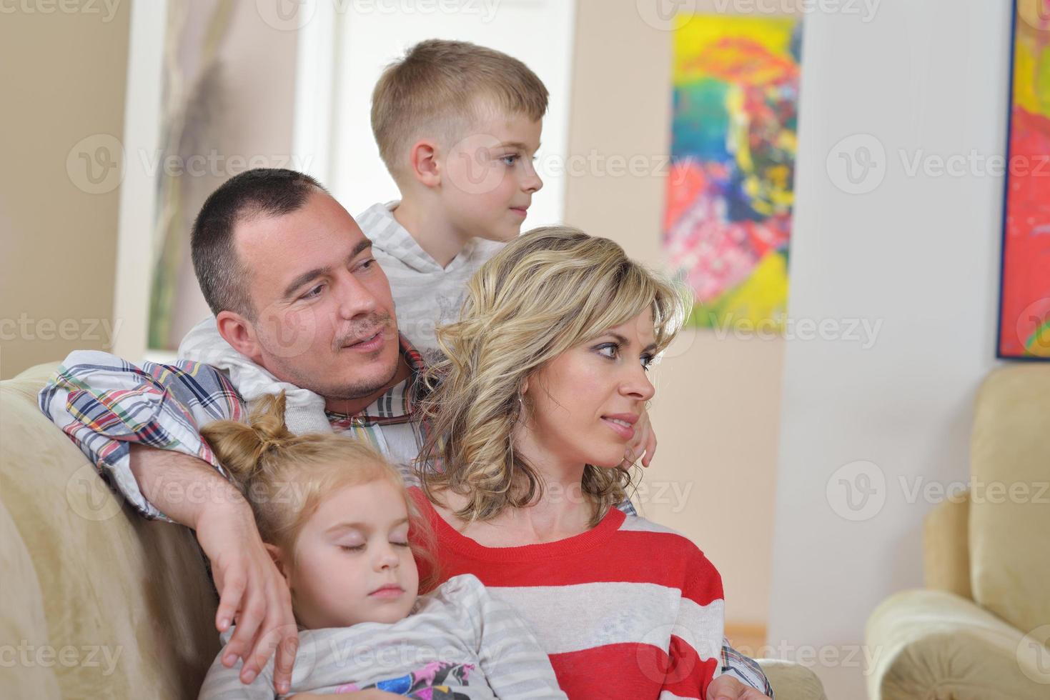 happy young family at home photo