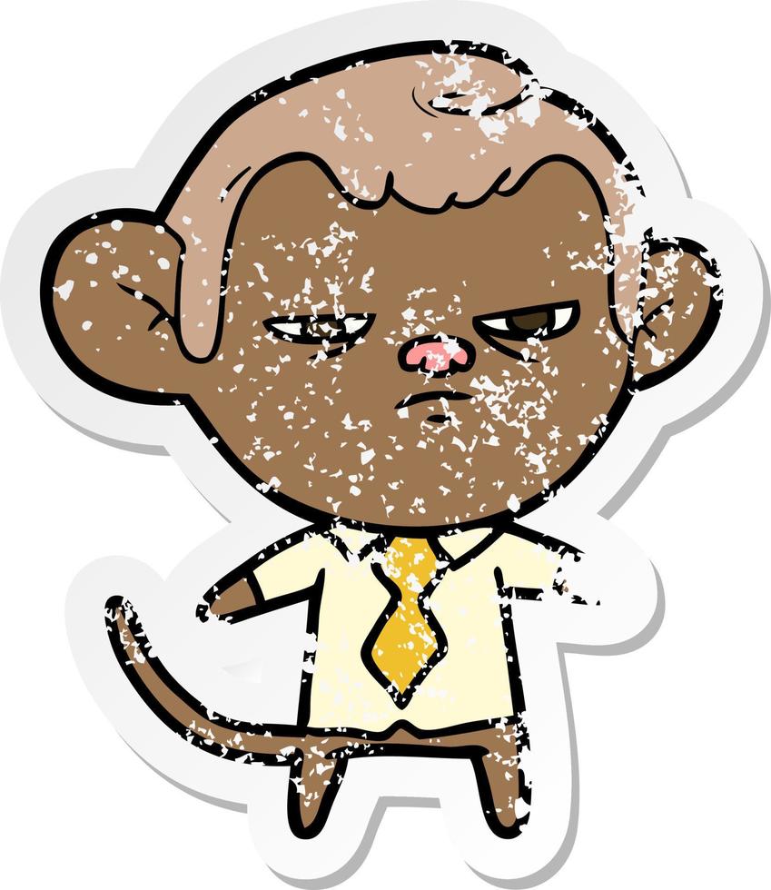 distressed sticker of a cartoon monkey vector