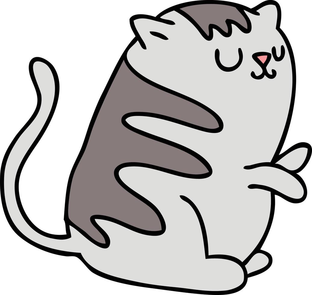 quirky hand drawn cartoon cat vector