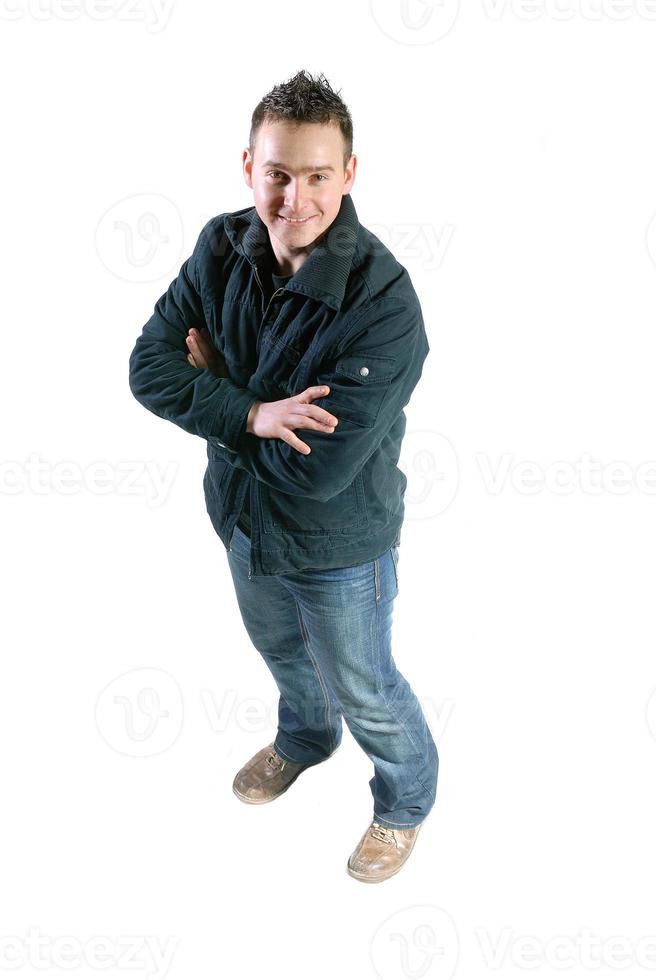 Casual friendly man isolated over a white background photo