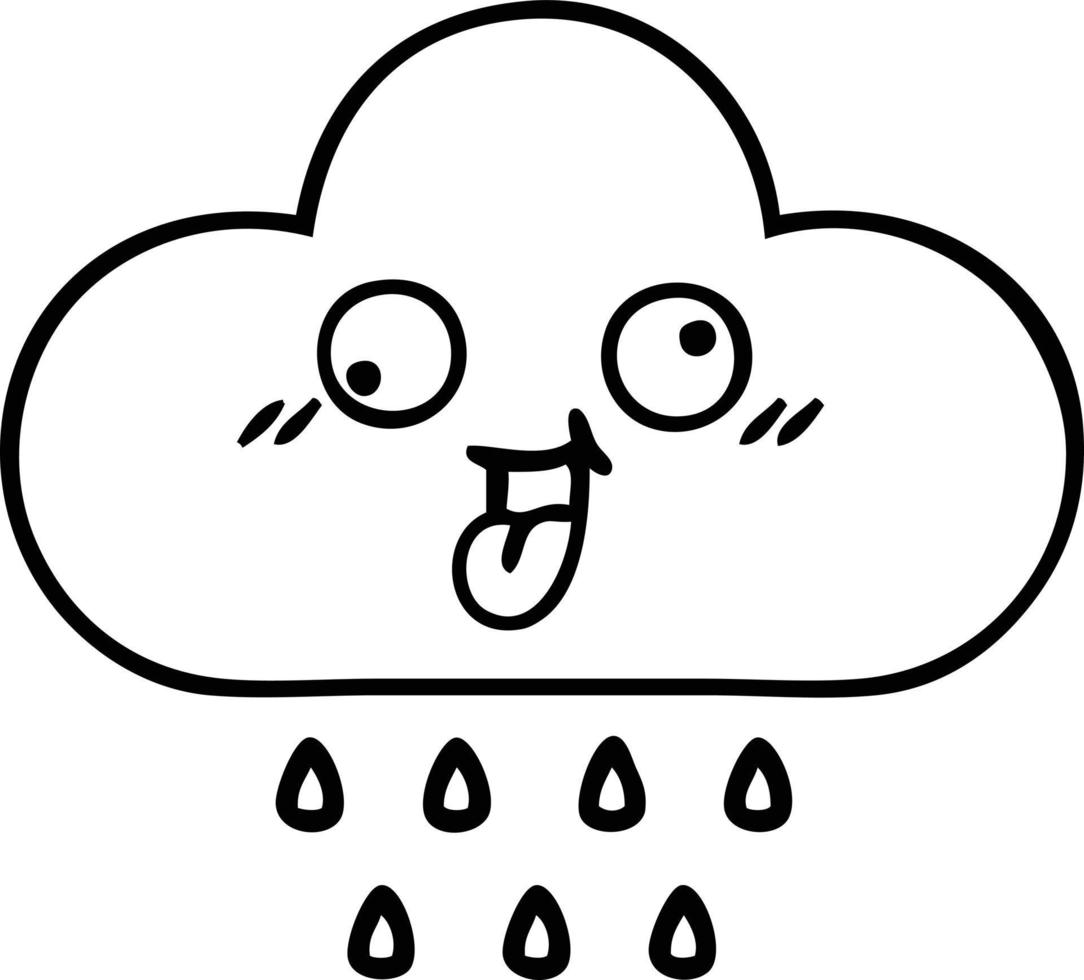 line drawing cartoon rain cloud vector